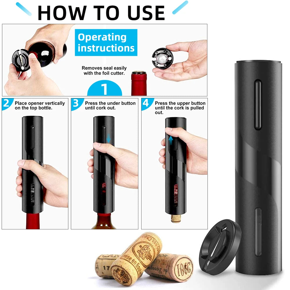 Cork & Cheers Deluxe: The 4-in-1 Electric Wine & Beer Opener Set for Effortless Entertaining