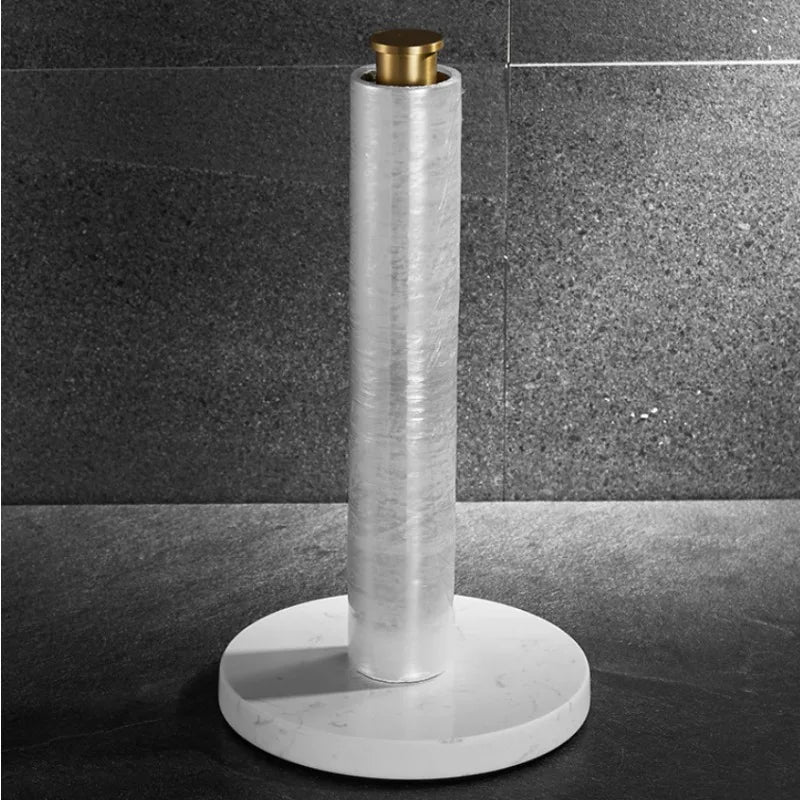 Marble Luxe: The No-Drill Paper Towel Holder & Cling Film Storage